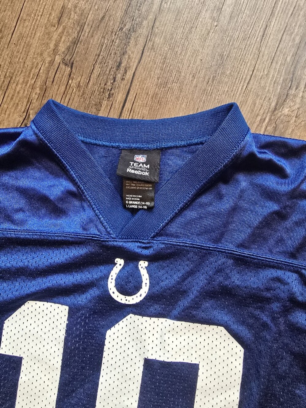 Reebok Blue NFL Jersey with White Number - Picture 3 of 4